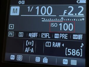 ISO displayed on a Camera screen